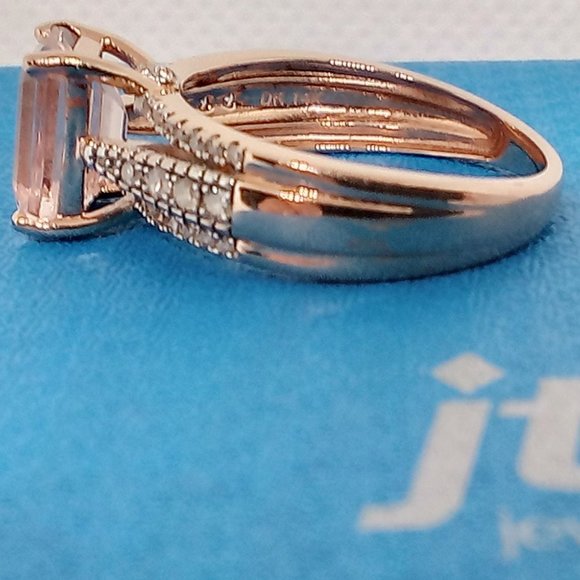 1.50ct morganite, 14k solid rose gold, diamond ring size 5. - Picture 8 of 10